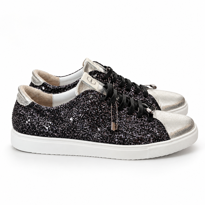 Sneakers Low-Top, Piele, Silver Noir