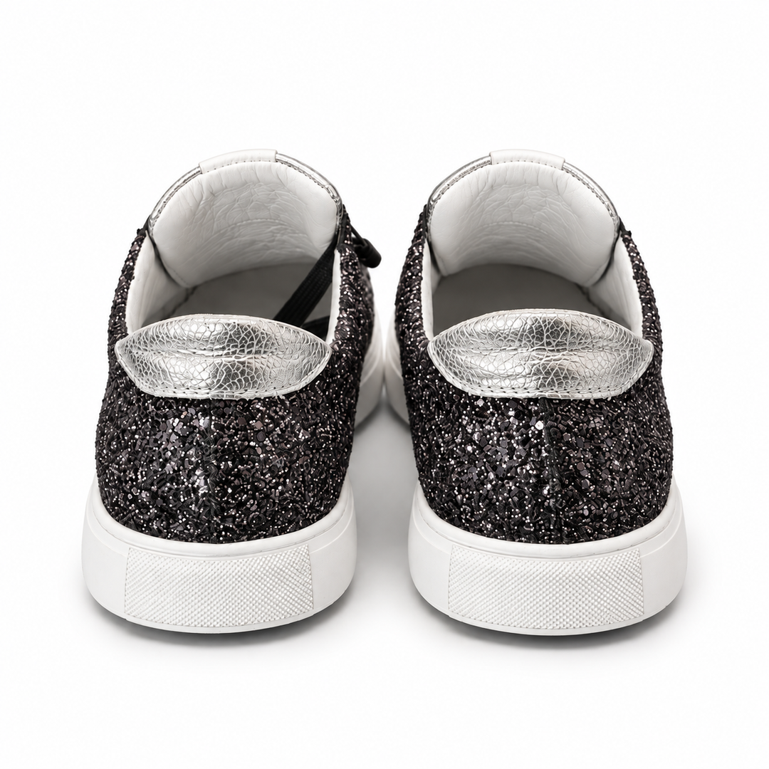 Sneakers Low-Top, Piele, Silver Noir