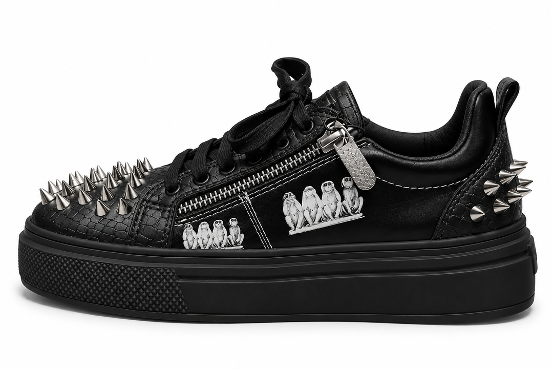Sneakers Low-Top, Piele, Cartel Noir