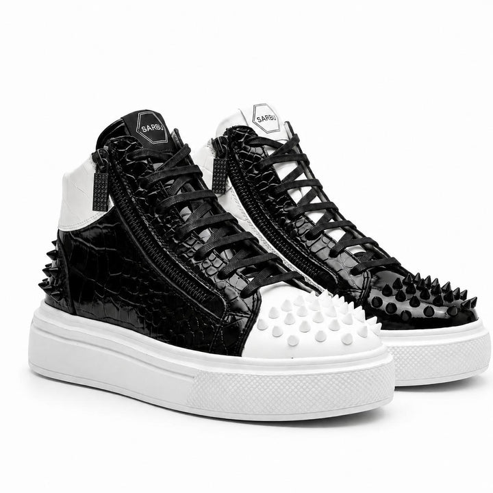 Sneakers Hi-Top, Piele, Black Ivory